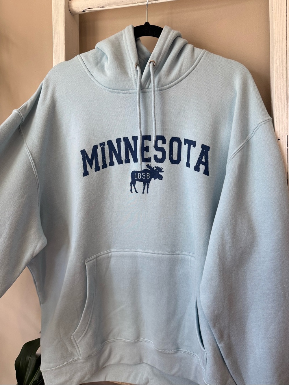 Minnesota Light Blue Hooded Sweatshirt with Moose Logo